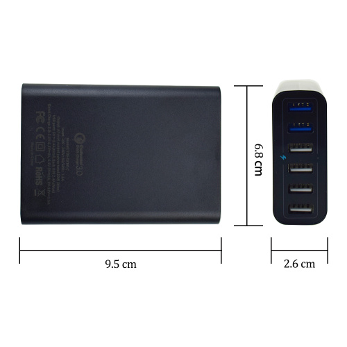 6-puerto 60W QC3.0 Cargador de teléfono móvil USB inteligente