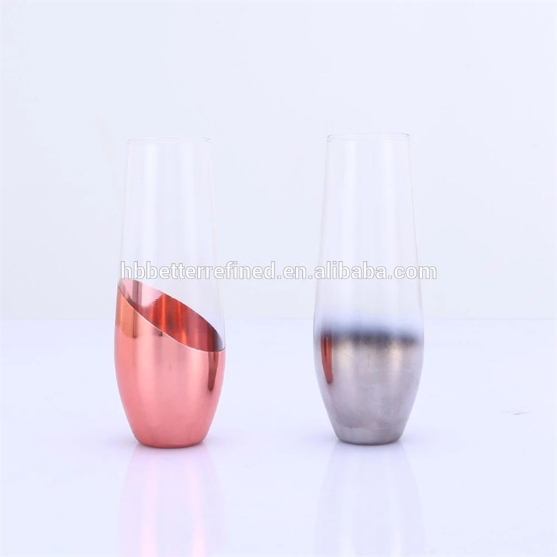 Hand Blown 8oz Stemless Flutes Champagne Glass1