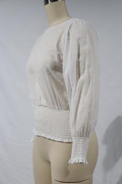 Sweet Ladies See Through Sheer Lace Chiffon Blouses