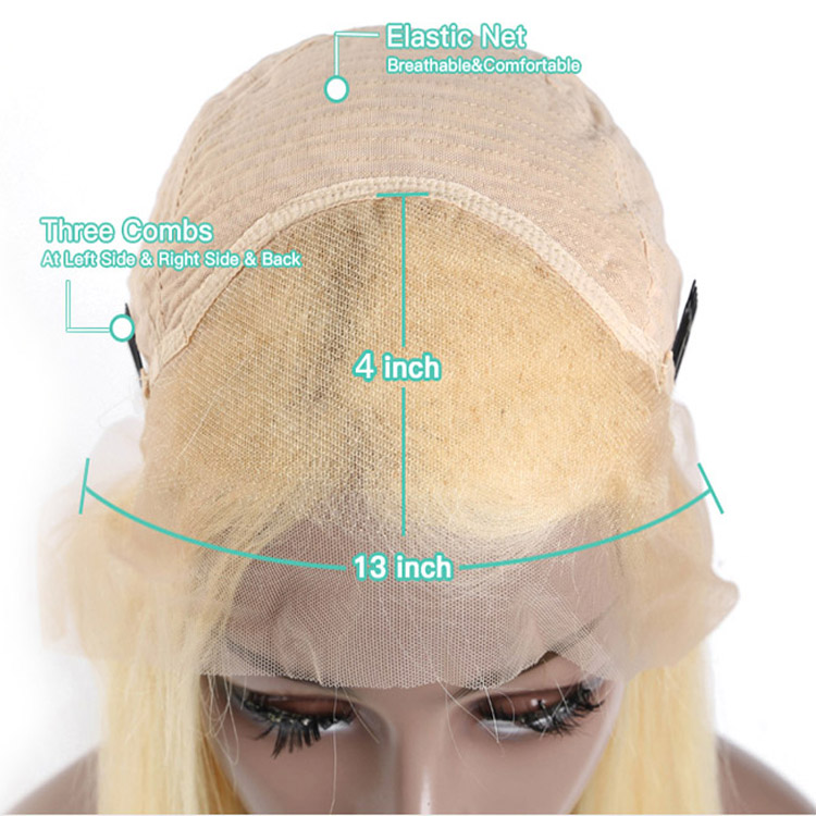 Glueless #613 Russian Blonde Lace Front Human Hair Wigs Straight Lace Frontal Wig Pre Plucked Honey Blonde Remy Lace Wigs