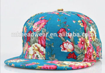 full printing flat brim 6 panel cap