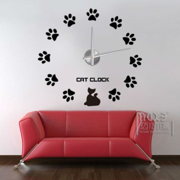 cat wall clock 3d sticker wall decal