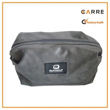 travel soft leather cosmetic bag for men