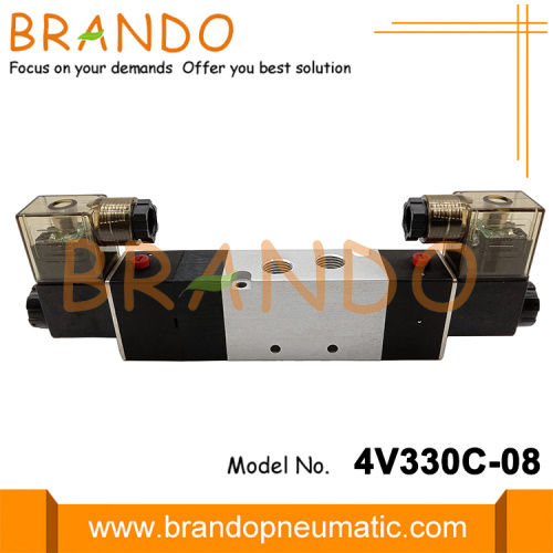 التحكم الكهربائي الصمام الملف اللولبي الرئوي 4V330C-08 1/4 &#39;&#39; 5/3Way