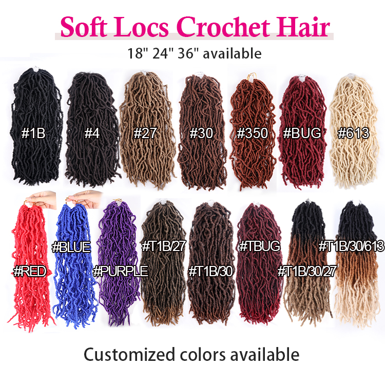 Ombre 18Julianna 24 36 Inch Synthetic Crochet Hair Faux Locs Wholesale Handmade Hair Extensions Lock Crochet Braid