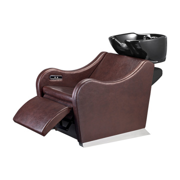 Fauteuil de shampoing inclinable de salon avec repose-pieds