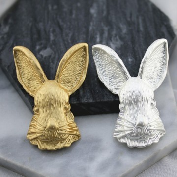 Matte Gold/Silver Big Ears Embossed Rabbit Brooch