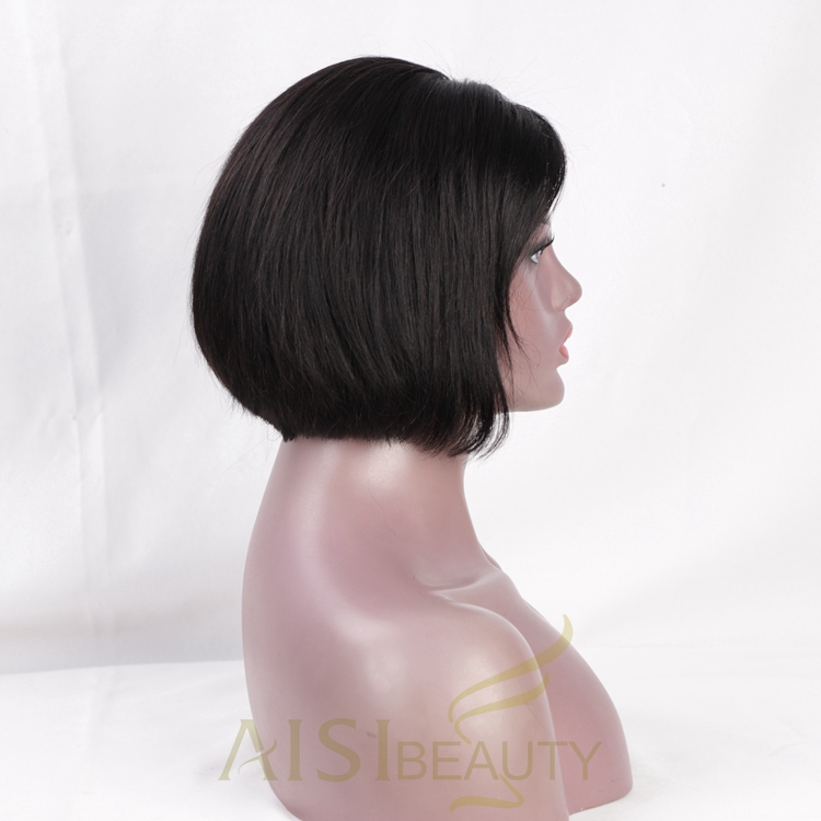 Aisi Beauty Cheap Short Bob Silky Straight Wig Top Quality Natural Black Swiss Lace Wig Lace Front Wigs For Black Women