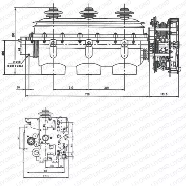 Indoor 12kv 210mm 630A Gas Insulated housing sf6 load break switch for RMU ring main unit