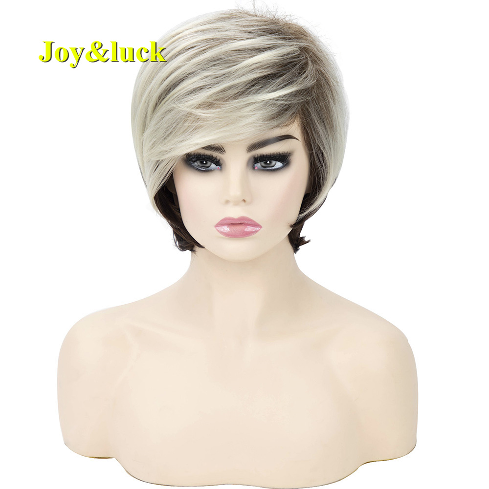 Blond Curl Wig Ladies Hair Wholesale Prices for White Women Cosplay Party Fluffy Wig Soft Curly Pixie Cut Short Synthetic Wigs