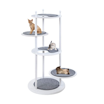 Houten kattenactiviteitsboom met 2 roteerbare platforms