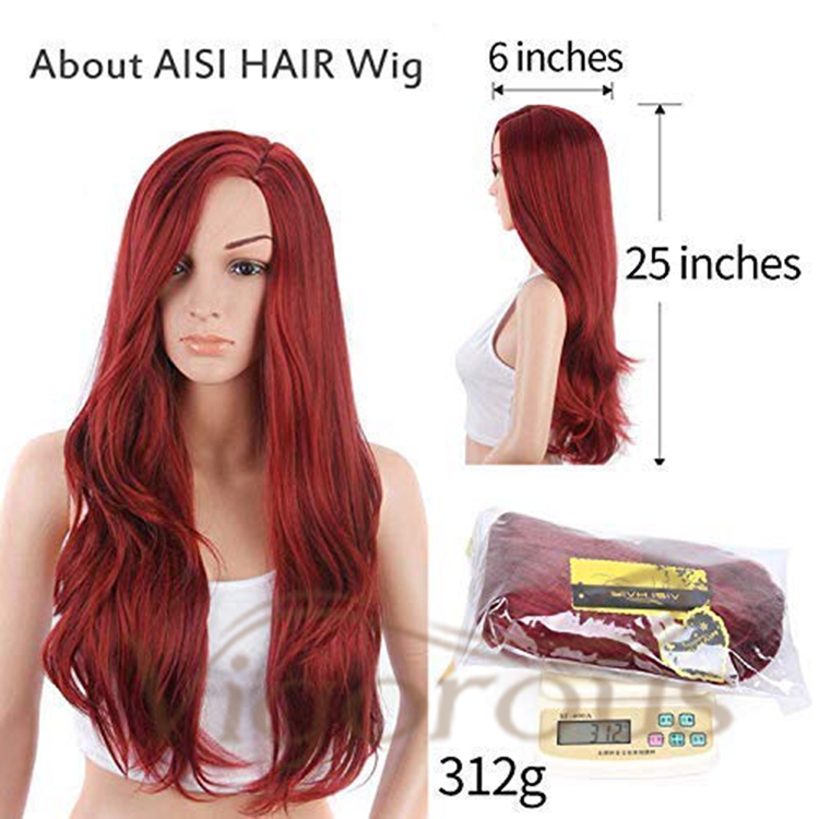 Vigorous Wholesale Cheap Side Part Burgundy Heat Resistant Fiber Body Wave Machine Made For Black Women Synthetic Hair Wigs