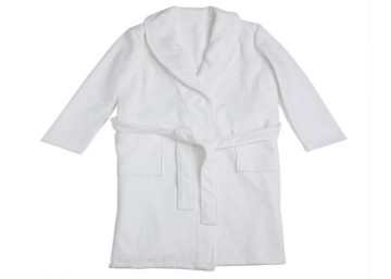 White Velour Shawl Collar Bathrobe Children Pajamas