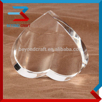 blank heart crystal glass paperweight