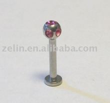 Pink Gem Eternity Ball Labret Monroe Lip Ring 14g,lip rings,body jewelry