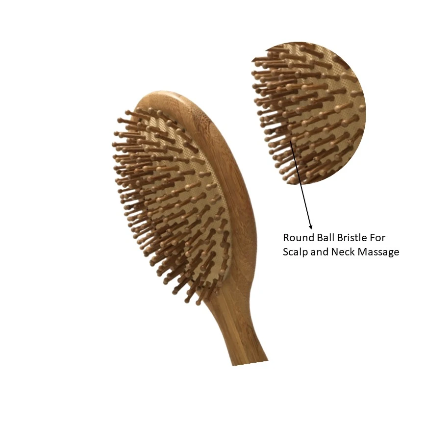 Oval Shape Bamboo Boar Bristle Hair Brush