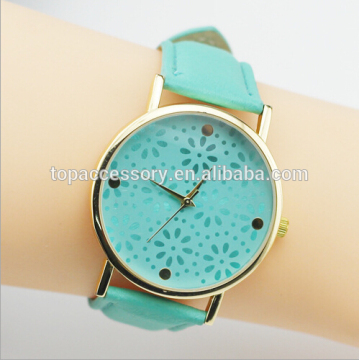 Fashion hot Geneva PU flower watch