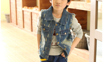 Boys' sleeveless denim shirt