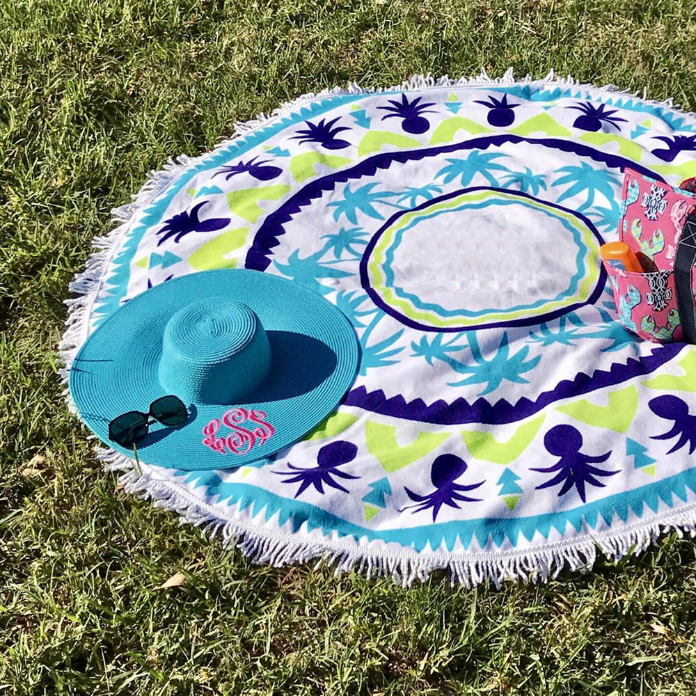 shaped round beach towel