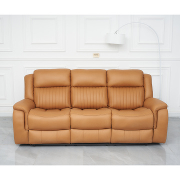 Air Leather Manual Recliner Sofa Set