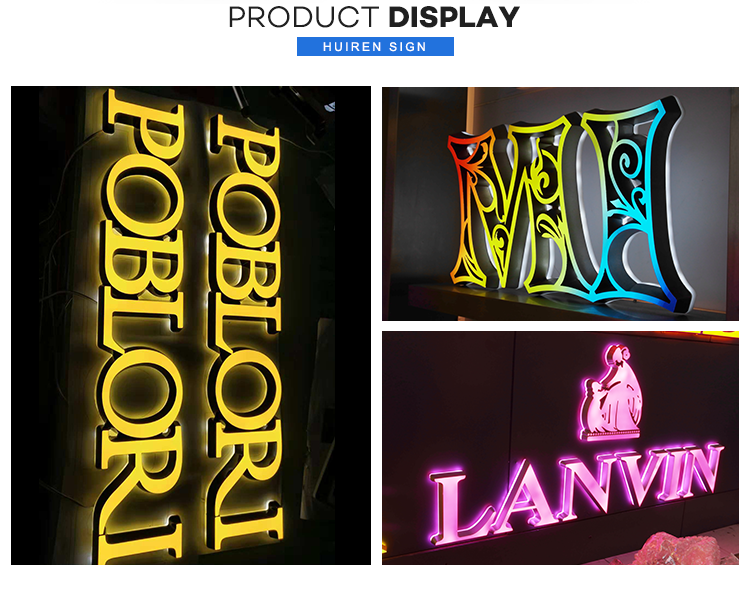 Wholesales Stainless Steel 3d Back Lighting Led Backlit Halo Letters Optical Gold Mirror Sign