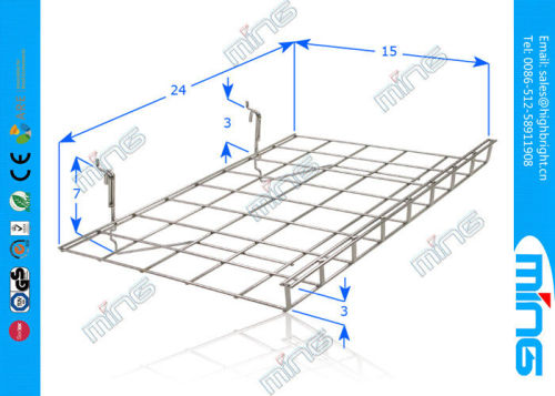 Customized Metal Mesh Wire Display Baskets , Black Grid Panel Shelf