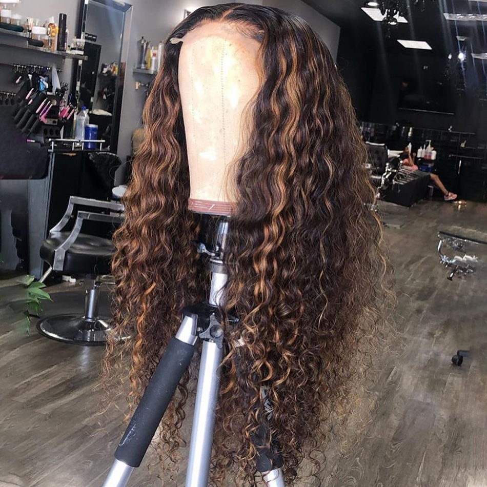 Wholesale Raw Cuticle Aligned virgin Brazilian hair Chinese Vendor 150% 200% water wave highlight color lace front wig hair