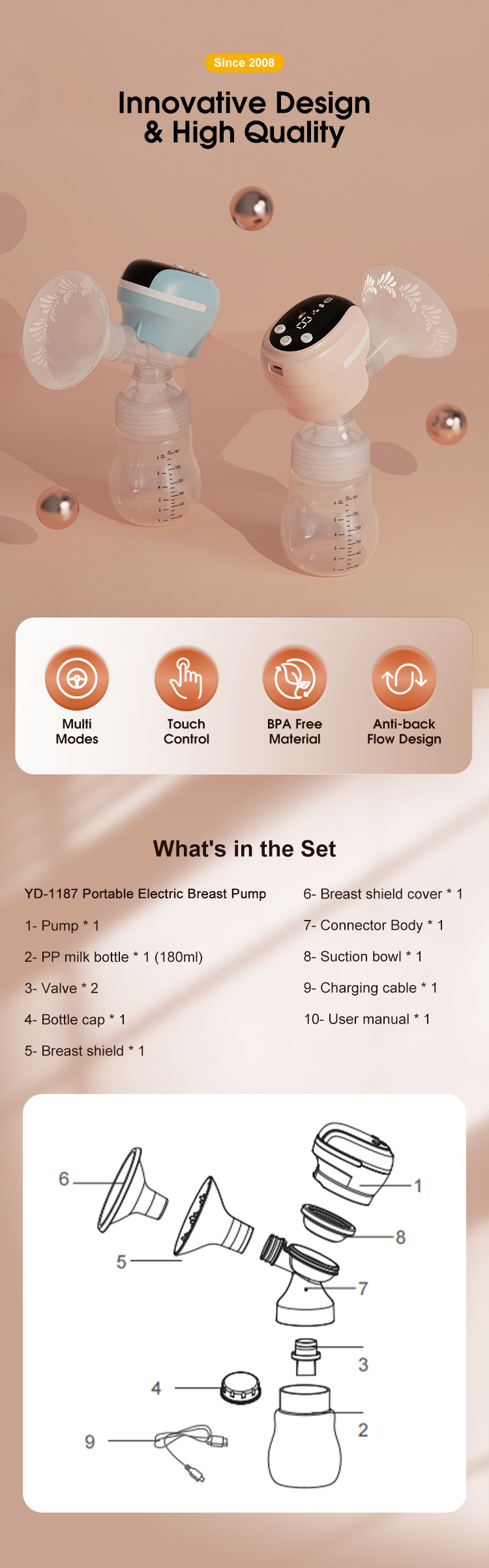 Hands-free Electric Breast Pump With PPSU Bottle Hands-free Electric Breast Pump With PPSU Bottle