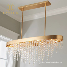 Oval gold brass pendant crystal beads chandelier Concise design crystal chandelier for kitchen bedroom