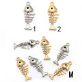 Gouden Argyric Kleuren Visgraten Charms Zee Dier Legering Strass Skelet Diy Craft Hanger Ketting Decor