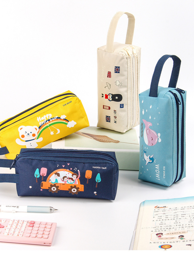Pencil Case Simple Large-capacity Customized Portable Zipper Portable Stationery Bag for Primary School Students