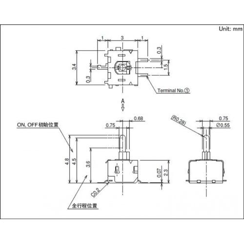 Slide Bar Tinggi 4.8mm Sakelar Aksi Searah