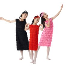 Halloween Tassel Flapper Dancer Costume for Girls - Black Pink Sassy Flapper