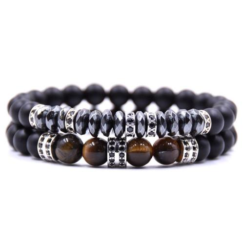 2PCS Black Beads Bracelet