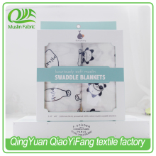 100% cotton black and white patterns printed muslin fabric baby blanket