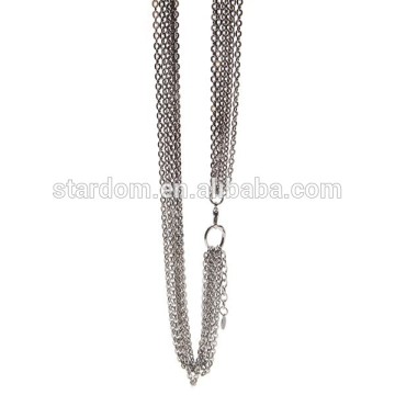 Plain Long Stainless Steel Multiple Chain Necklace