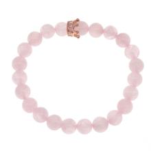 Pulsera de piedra de corona de cuarzo rosa de 8 mm de cuentas redondas para la moda