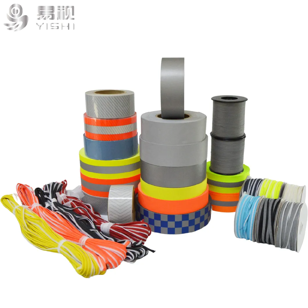 Polyester Plain Woven Reflective Webbing Is Used to Sew Clothing Vest Warning Tape