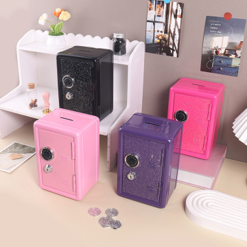 Customizable Vertical Metal Cash Box - Lockable Piggy Bank for Small Change