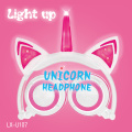 Oreilles de chat licorne illuminent les écouteurs LED pour filles