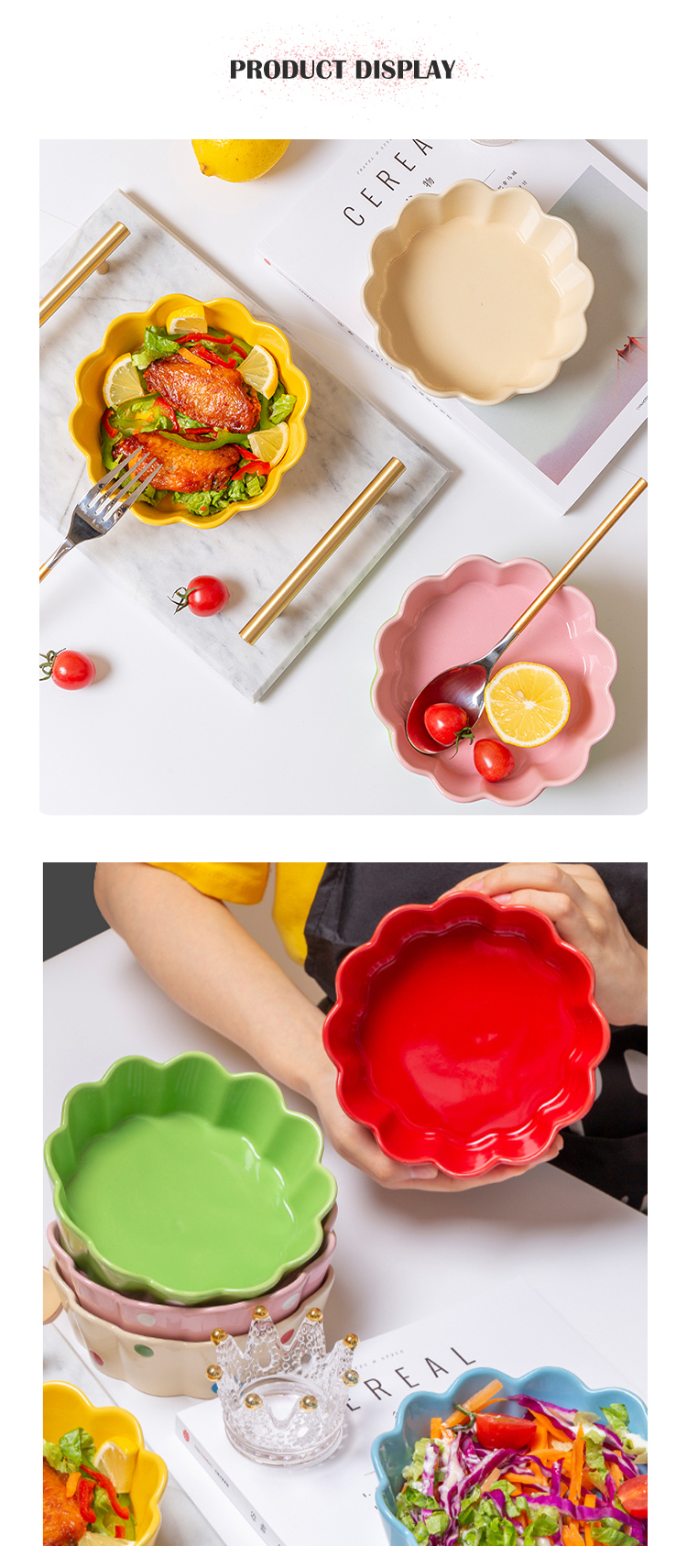 Ceramic bowl for Fruit Salad Soup Rice Porcelain Baking Bowl For Home Use