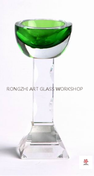 Green Long Stem Glass Candleholder