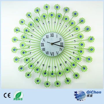 Crystal metal wall digital clock flower shape