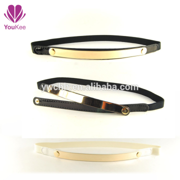 Gold metal waist belt mirror belt fashion stretch belt women elastic belt