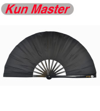 Bamboo Kung Fu Fighting Fan, Martial Arts Dance/Practice Performance Fan, No pattern(pure black)