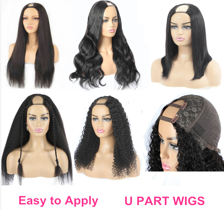 Body Wave U Part Wig Human Hair Wigs for Black Hot Selling Side Part Indian with Clips Natural Women Lace Front Wigs Swiss Lace