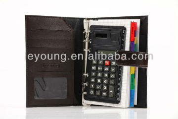 Ring binder filofax organizer with calculator
