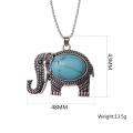 Collier pendentif éléphant turquoise gemme vintage