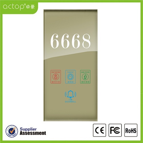 Panel Kaca Tempered Hotel Doorplate Nomor Elektronik