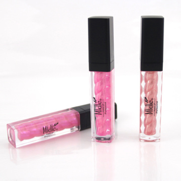 Lip gloss design popular com cubo capa preta